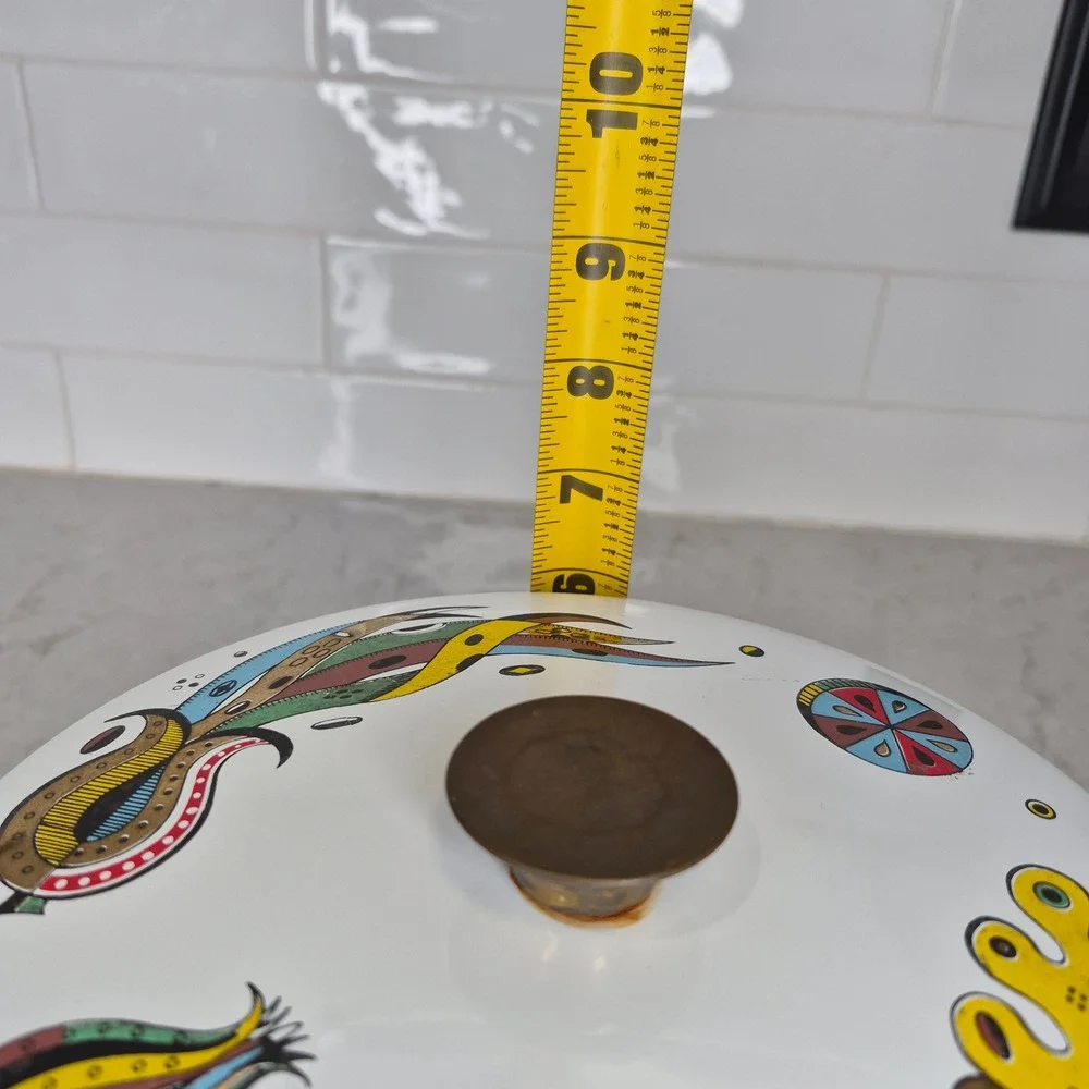 Vintage Georges Briard Enamel Pot MCM Green Garden‎ Pattern Corn